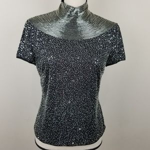 ESCADA Black Beaded Blouse Size 40(UK) 8(US)